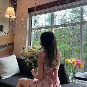 Francesca's Collections Pink Floral Maxi Dress , worn just one